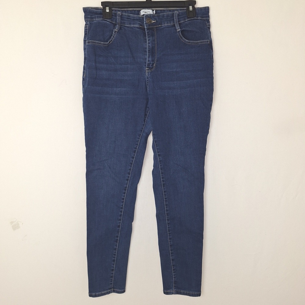 Y2K Denim Jeans Minimalist Casual Classic Dark Wash High Rise Skinny Rue21 12L